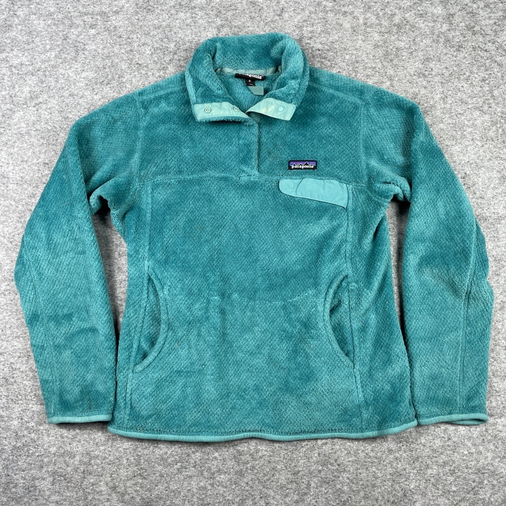Patagonia Re-Tool Snap-T Pullover Womens M Teal Blue Soft Fleece Sweater Outdoor